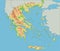 High detailed Greece physical map.