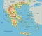 High detailed Greece physical map with labeling.