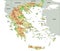 High detailed Greece physical map with labeling.