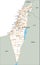 High detailed Israel road map with labeling.