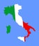 High detailed Italy vector map with flag over map.