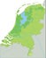 High detailed Netherlands physical map.