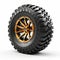 High Detailed Off Road Wheel Design With Orange Rim And Black Tire