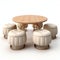 High Detailed Oriental Minimalism Dining Table With 5 Stools