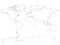 High detailed outline of world map with Antarctica. Simple thin black vector stroke on white background