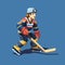 High Detailed Pixel Art Of A Nostalgic Hockey Player