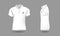 High detailed realistic polo t-shirt for your design. White color. Vector illustration. Front and side view