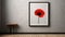 High Detailed Red Poppy Framed In Minimalistic Empty Room