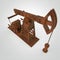 High detailed rusty pump-jack, oil rig. isolated rendering. fuel industry, economy crisis illustration.