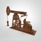 High detailed rusty pump-jack, oil rig. isolated rendering. fuel industry, economy crisis illustration.