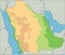 High detailed Saudi Arabia physical map.