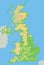 High detailed United Kingdom physical map.