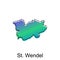 High detailed vector map of St. Wendel modern outline, Logo Vector Design. Abstract, designs concept, logo, logotype element for