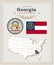 High detailed vector set with flag, coat of arms Georgia. American poster. Greeting card