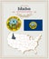 High detailed vector set with flag, coat of arms Idaho. American poster. Greeting card