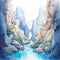 High Detailed Watercolor Illustration Of Sunrift Gorge