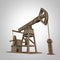 High detailed wood pump-jack, oil rig. isolated rendering. fuel industry, economy crisis illustration.