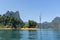 High epic limestone cliffs at Cheow Lan lake, Khao Sok National Park, Suratthani, Thailand.