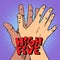 High five greeting white black hand