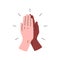 High five icon. Vector illustration of two hands giving a high five for great work. Black and white interracial hands giving high