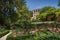 High Gardens and Romantic Pavilion at Generalife Gardens of Alhambra - Granada, Andalusia, Spain