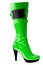 High heel fashion green boot isolated on white