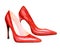 High heel red shoes. Watercolor illustration