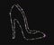 High heel shoe of beautiful gems on dark background