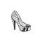 High-heeled shoes for woman. Fashion footwear artwork in shoe style pattern fill.