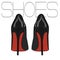 High heels stiletto vector shoes. Fashion woman illustration. Elegance leather luxury footwear. evening fetish red black feti