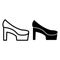 High hill shoes line and glyph icon. Footwear vector illustration isolated on white. Wedding shoes outline style design