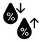High humidity vector icon. Black and white Humidity increases and decreases illustration. Solid linear icon.