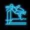 high jump handicapped athlete neon glow icon illustration