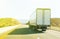 High key image of a haulage truck on a motorway