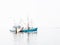 High key image of shrimp fishing trawler off coast Vlieland on W