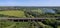 A high level aerial panorama view of the viaduct over the river Great Ouse at Wolverton, UK