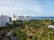 High level view of large Caribbean hotel resort