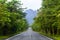 High limestone mountain at the end of the road, travel in Phitsanulok, Thailand