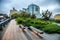 High Line Park. Urban public park on an historic freight rail line in New York City, Manhattan.