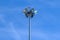 High mast lighting in airport on blue sky background