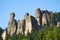 High and mighty sandstone rock towers in Adrspach