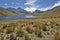 High mountain landscape with very high mountains and a lake