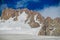 High mountain wall of Tian Shan Iziskatel peak in Ala Archa