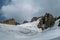 High mountain wall of Tian Shan Korona peak in Ala Archa