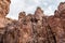 High mountains along the edges of gorge along hiking route along the Wadi Numeira gorge in Jordan