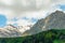 High mountains with remnants of snow on top in Georgia in summer