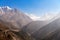 High mountains with a snow and blue sky, Nepal.