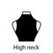 High Neck of Fashion Neckline Type for Women Blouse, Dress Silhouette Icon. Black T-Shirt, Crop Top on Dummy with High