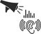 High noise level icon, High sound, loud sound noise black vector icon.