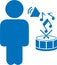 High noise level icon, High sound, loud sound noise blue vector icon.